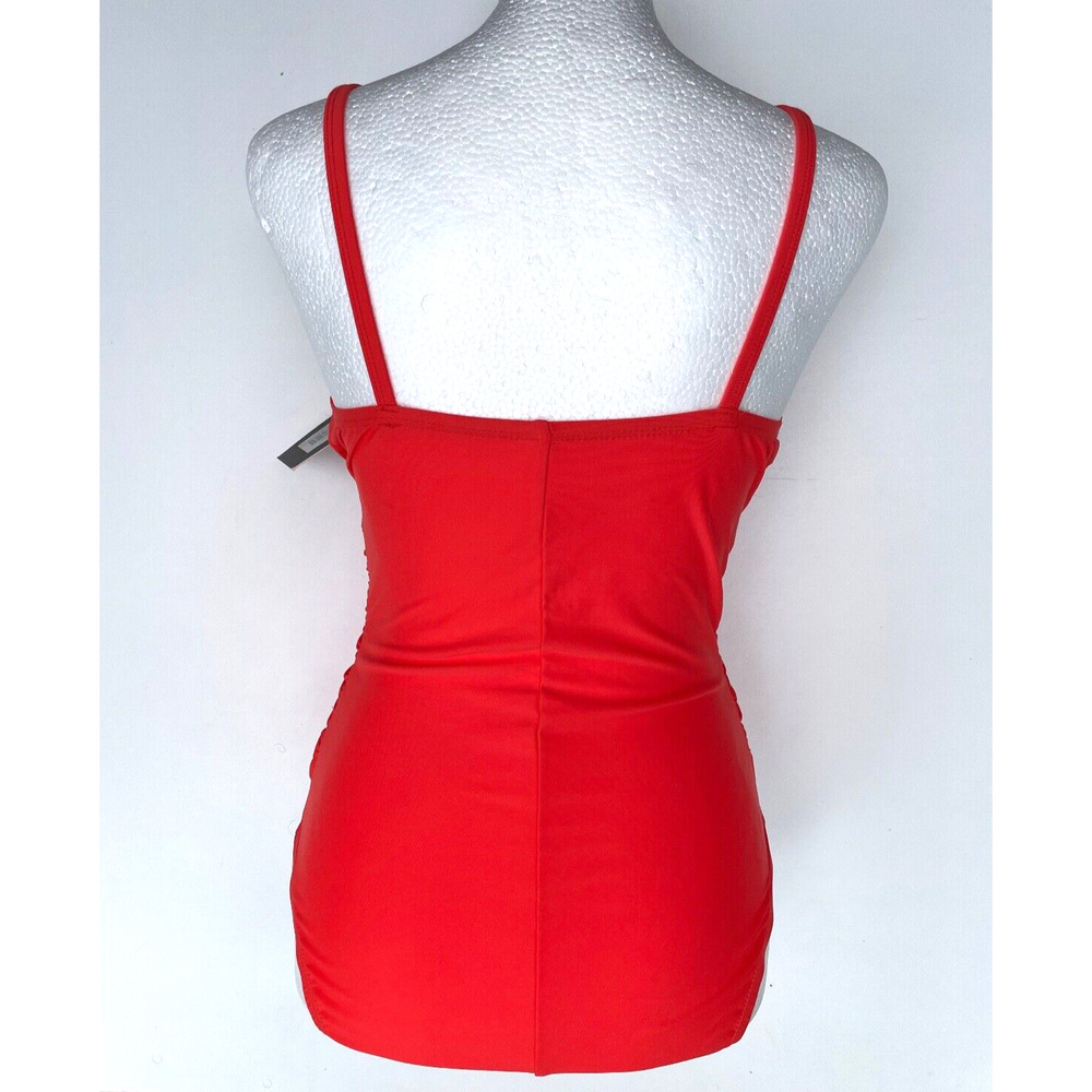 Ellen Tracy Women's Keyhole High Neck One Piece Swimsuit 10 Poppy Tummy Control - Picture 6 of 9